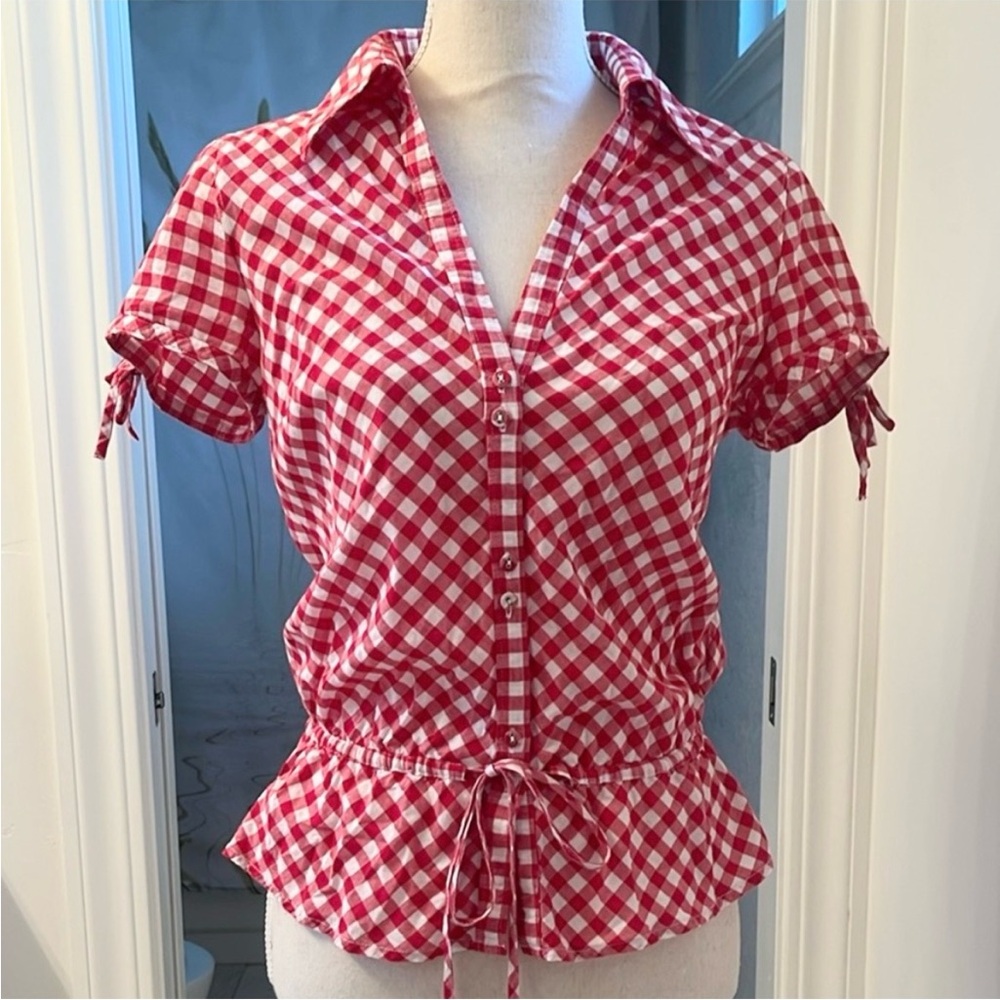 ESPRIT Vintage Gingham Peplum Top - Picture 14 of 14